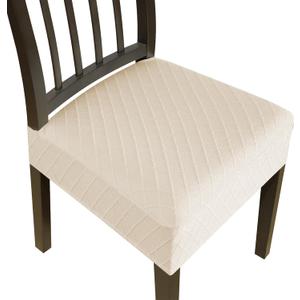 Dining Chair Covers,Seat Covers for Dining Room Chairs Set of 2,Stretch Jacquard Kitchen Chair Covers,Removable Washble Dining Room Chair Seat Cover,Chair Slipcovers Protector (Beige,With Zipper)