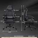 GTPLAYER Gaming Chair, Big and Tall Gaming Chair for Adults, Wide Seat Computer Game Chairs with Thick Pocket Spring Cushion & Footrest, 350 lbs, Black