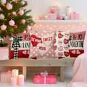 BBOLDIN Valentine's Day Throw Pillow Covers 18x18 Couch Cushion Covers, Buffalo Plaid Bow Decorations for Bedroom Home, Red Pink Farmhouse Pillow Cases Heart Decor Set of 4