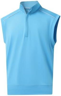 Rouen Mens Vests Outerwear Lightweight Moisture Wicking Midlayer Sleeveless Sports Golf Quarter Zip Pullover Mens Vest, L