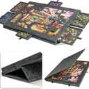 LAVIEVERT Tilting Puzzle Board with 2-in-1 Designed Stand & Cover, Super Lightweight Felt Plateau Storage with 6 Drawers for Adults & Kids, Portable Jigsaw Puzzle Table for Up to 1000 Pieces  Gray
