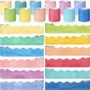 Zhanmai 590ft Classroom Bulletin Board Borders Sets, 12 Rolls Borders for Bulletin Board Scalloped Trims Decoration for Fall School Office Chalkboard Whiteboard Poster Decor(Rainbow Color)