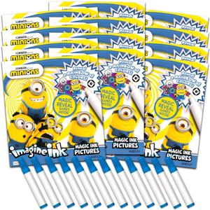 Minions: "The Rise of Gru" Imagine Ink Coloring Book Set - Bundle of 12 No-Mess Minions Coloring Book Party Favor Supplies