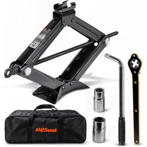 Scissor Jack for Car 2 Ton (4409 lbs) Heavy-Duty Car Jack Kit, Universal Tire Tool Kit - Portable Lift Jack with Ratcheting Handle and L-Wrench for Auto SUV MPV