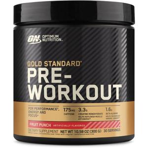 OPTIMUM NUTRITION Gold Standard Pre-Workout with Creatine, Beta-Alanine, and Caffeine for Energy, Flavor: Fruit Punch, 30 Servings (EXP 02/01/27)