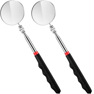 2 Pcs Telescoping Inspection Mirrors, Mechanics Mirror Tool with Long Handle, Round Extendable Mirror on a Stick for Technicians Mechanics Contractors Checking Observation (50mm,Black) 2 Pcs Telescoping Inspection Mirrors, Mechanics Mirror Tool with Long Handle, Round Extendable Mirror on a Stick for Technicians Mechanics Contractors Checking Observation (50mm,Black)