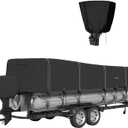 Tuszom 1200D Solution-Dyed Trailerable & Mooring Pontoon Boat Cover with 14+4 Windproof Straps, Waterproof Tear-Resistant 25-28ft Boat Cover with Motor Cover for Pontoon (Length:25'-28' Beam Width: up to 102", black)