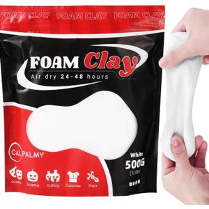 CALPALMY Air Dry Clay (1.1lbs Bag) - White Moldable Foam Clay for Cosplay - Airdry Soft Clay for Kids and Adults - Perfect Modeling Clay for Crafts, Sculpting, and Artistic Projects (500g Basic pack)