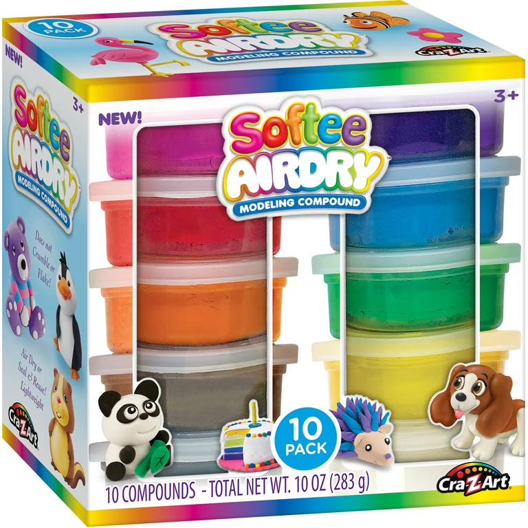 Cra-Z-Art Softee Air Dry Clay Set, Multicolor 10 Pack, Child Ages 3 and up