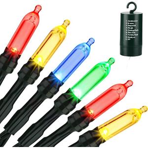 Toodour Christmas Lights, 33ft 100 LED Battery Operated Christmas String Lights with 8 Modes and Timer, Waterproof Battery Fairy Lights for Home, Party, Holiday, Christmas Decor - Multicolor