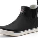 HISEA Men's Deck Boots Ankle Rain Boots Waterproof Rubber Saltwater Fishing Boot for Sailing (9, Black)