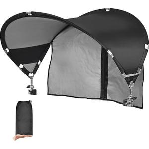 XL Universal Chair Canopy Umbrella, UPF 50+ Foldable Sun Shade Attachment with Adjustable Clamp for Beach, Camping, Sports, Outdoor, Lawn, Tanning, Zero Gravity Chairs, Wagon, Wheelchair, Patented, Black - Silver