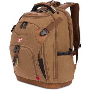 SwissGear Tool Bag Backpack, Fits Up to 17-Inch Laptop, Work Pack PRO, Brown Canvas, Large