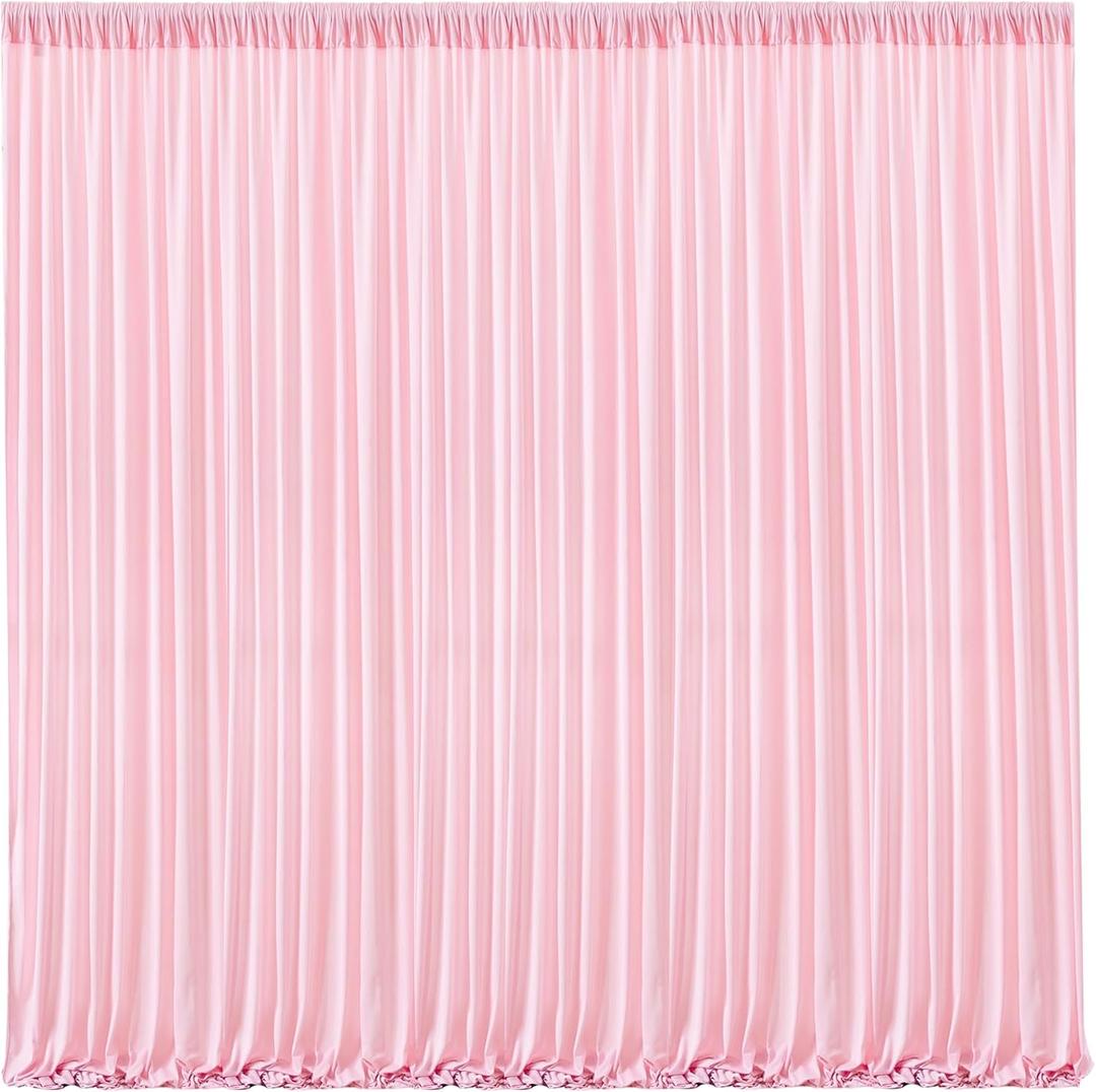 Pink Backdrop Curtains-Wrinkle-Free Polyester Photography Drapes Party Curtain Background for Baby Shower Wedding Decorations- 16 X10FT (Pink) (W4' x H10'(4 panels))