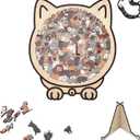 135-Piece Colored Cat Shaped Wooden Jigsaw Puzzle, Cats Shaped Wooden Puzzle, Unique Animal Shape Wood Puzzle Gifts for Cats Lovers, Christmas, Home Decor