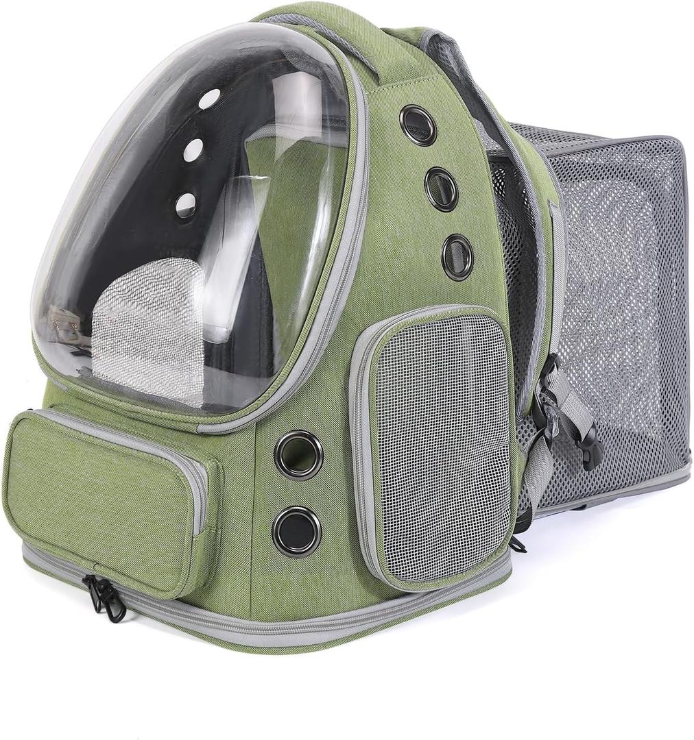 Cat Backpack Carrier for Large Cats, Expandable Cat Bubble Backpack, Dog Carriers for Small Medium Dogs, Airline Approved Pet Carrier for Travel Hiking Outdoor(Green)