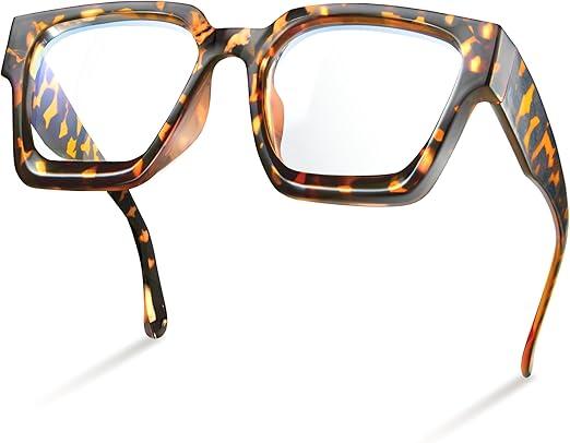 livho Oversized up to 99% Blue Light Blocking Glasses for Woman - Rectangle Fashion Glasses for Computer, Chic Preppy Frame