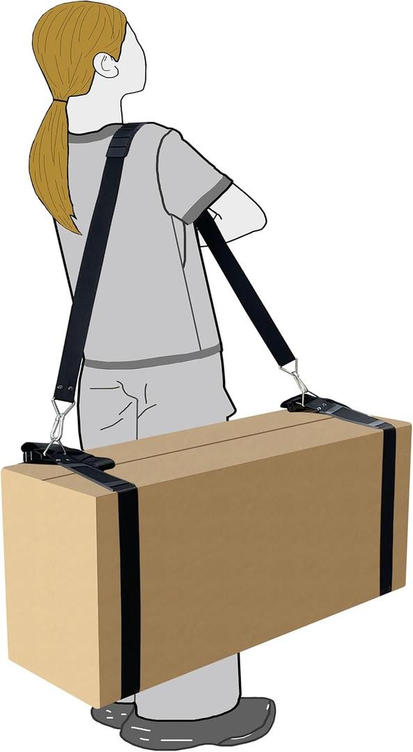 Shoulder Moving Straps with Cargo Tie Down Straps - Move, Lift, Carry, Lash and Secure Heavy Objects, Furniture, Appliances - 1 Person
