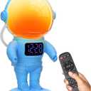 Astronaut Sunrise Alarm Clock for Kids, White Noise Sound Machine with 30 Soothing Sounds, 22 Dimmable Nightlights, Bluetooth Speaker, Dual Digital Alarm Clocks, Wake Up Light for Bedroom, Adults (Blue+remote Control)