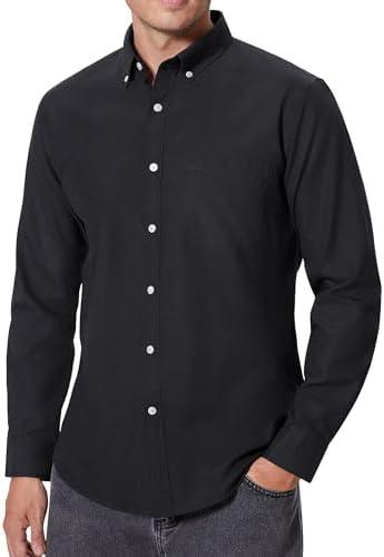 Alimens & Gentle Men's Oxford Shirts Regular Fit Button Down Shirt Business Casual Shirts Long Sleeve Dress Shirt XL