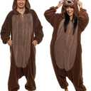 Funziez! Sherpa Bear Adult Onesie - Animal Halloween Costume - Plush Teddy One Piece Cosplay Suit for Adults, Women and Men, 2XL