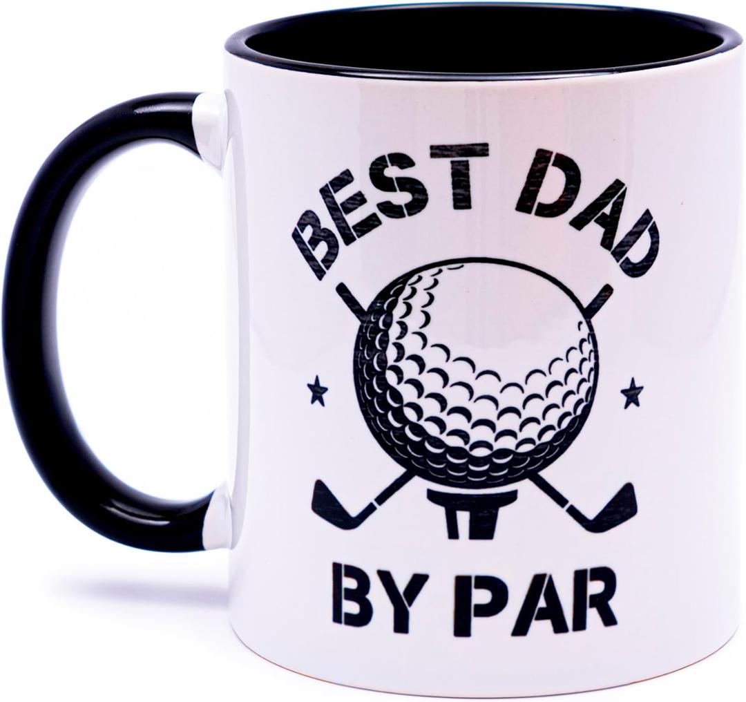 decorluxes Golf Gifts for Dad 11oz Ceramic Mug, Best Dad by Par Mug, Funny Golf Gift for Men, Husband, Gifts for Fathers Day, Birthday (Design 1)