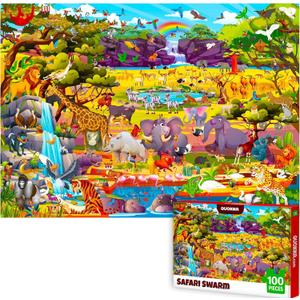 QUOKKA 100 Piece Puzzles for Kids Ages 6-8  Intricately Illustrated Safari Animals Puzzle for Kids Ages 8-10  Educational Busyland Game Packed with Visual Details for Boys and Girls