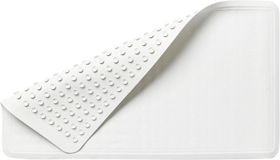 Rubbermaid Commercial Products Bath Tub and Shower Mat, 36-Inch X 18-Inch, White, Extra Long, Machine Washable, Safti-Grip Non-Slip Bathroom Mat with Suction Cups for Home/Hotel/Shower/Bathtub