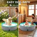 Furrybaby Dog Pool, Kiddie Pool with Hard Plate Collapsible Pet Bath Foldable Swimming Pet Pool Portable Grey 40'', Grey,blue