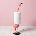 Maxdot Pink Flamingo Paper Towel Holder 18.7'' Cast Iron Paper Towel Holder Tropical Pink Standing Flamingo Gift Decorative Women Craft Display for Bathroom Toilet