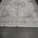 Area Rug 9x12 Vintage Rug: Large Washable Indoor Medallion Rugs Low Pile Distressed Floor Carpet Retro Accent Rug for Living Room Bedroom Kitchen Dining Table Home Office(Beige, 9'x12')