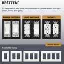 BESTTEN (50 Pack) USWP4 Matte White Screwless Switch Plate, 1-Gang Decorator Wall Outlet Cover, H4.69 x W2.91, for Light Switch, Dimmer, USB, GFCI, Receptacle
