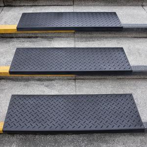 Spurtar Rubber Stair Treads, 29.69" x 9.85" 3PCS Outdoor Rubber Stair Treads Non-Slip for Wooden with Nosing Concrete Marble Tile Metal Steps, Black