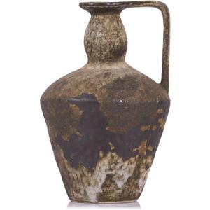 Wabi Sabi Rusty Vintage Vase, 9.8" Tall Wabi Sabi Decor Rustic Farmhouse Pottery Vase for Centerpiece, Textured Pottery Flower Vases for Home Decorative, Table, Living Room, Bedroom, Bathroom, Kitchen