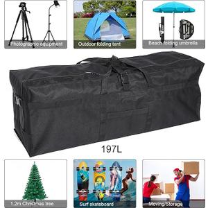 Long Travel Duffle Bag,Foldable Extra Large Duffel Bags,Carry on Travel Bag For Camping/Moving Boxes/Tent/Surfboards/Photography Equipment Storage Bag (197 Liter, Black)