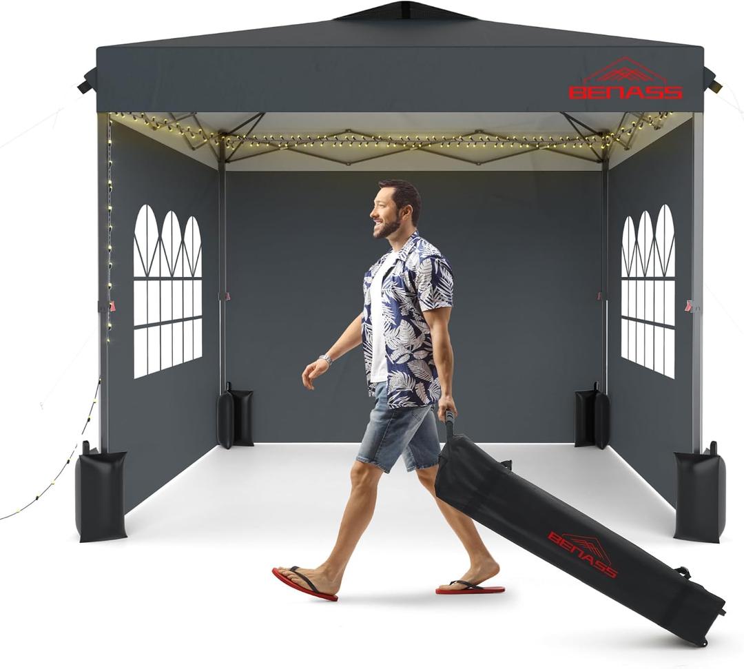 10x10 Pop Up Canopy Tent with 3 Sidewalls, Grey