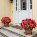 VIERENA 8 Bundles Artificial Dahlia Flowers for Outdoors Spring Summer Decor, No Fade Silk Flower Faux Dahlias Plant Arrangement for Home Garden Balcony FarmhouseRed