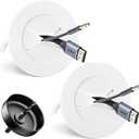 in Wall Cable Management Kit, Slim TV Wire Hider Kit for Wall Mounted TV, 2 Pcs Pass Through with Hole Saw for Network, HDMI, Speaker Cables, Coaxial, White