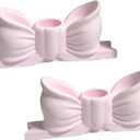 Candle Holder Set of 2, Bow Candlestick Holders Fit 0.59 Inch Candles, Gypsum Candelabra Decorative Candle Stand Centerpiece for Table Wedding Dinning Party (Pink-2PCS)