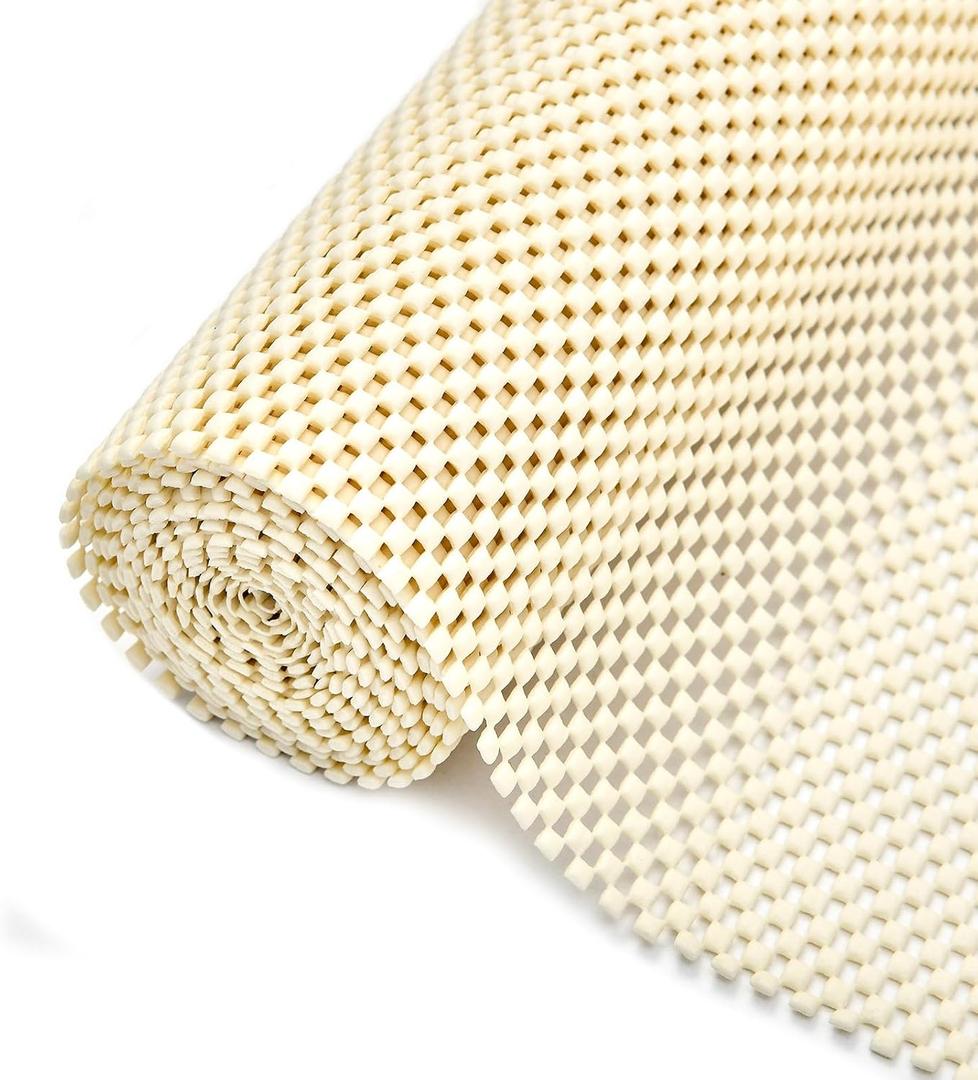 Shelf Drawer Liners for Kitchen Cabinets Non Adhesive Drawer Liner Thickened Refrigerator Liner White Quatrefoil Strong Non-Slip Paper for Tool Box, 17 x 236 Inches (Cream)