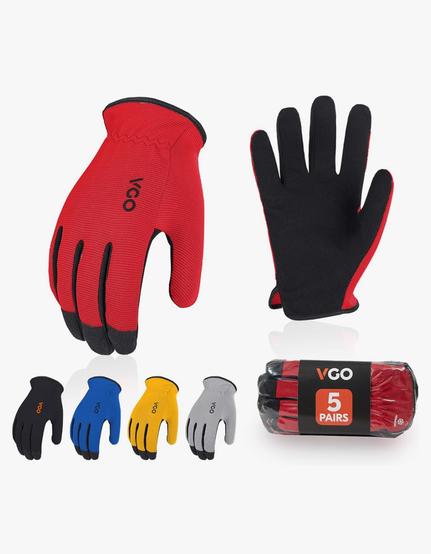 Vgo... 5-Pairs High Performance Safety Work Gloves For Men Women,Light Duty Gloves,High Dexterity,Value Pack (AL8736) XL
