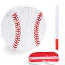 Baseball Pinata Bundle with a Blindfold and Bat (13"x13"x4"), Baseball Pinata for Boys, Perfect for Birthday Party, Sport Theme Party, Decoration