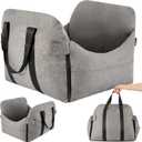 Dog Car Seat for Small/Medium Dogs.Water Repellent with Storage Pockets.Doubles as a Pet Travel Bed for Dogs Up to 40 lbs. Machine Washable Dog Carrier- Gray