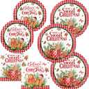 Christmas Gingerbread Plates and Napkins,Christmas Decorations Red Black Buffalo Plaid Ice Cream Sweet Christmas Gingerbread Man Tableware for Xmas Winter Holiday Party Supplies Decor