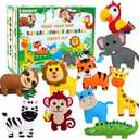 Safari Jungle Animals Sewing Kit Zoo Felt Animal DIY Crafts for Girls and Boys Educational Nursery Sewing for Kids Art Craft Kits for Beginners Set of 10
