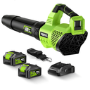 Leaf Blower Cordless, 650CFM Electric Leaf Blowers with 2 x 5.2Ah Batteries and Charger, 3 Speed Modes, 1 x Adjustable Shoulder Strap, Powerful Blowers for Lawn Care, Patio, Dust, Blowing Leaves