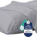 Royale Linens Queen Pillowcase Set of 2 - Bed Pillow Cover - 20" x 30" -Silver Pillowcases - 1800 Brushed Microfiber, Wrinkle & Fade Resistant - Soft & Cozy- Queen Size Pillow Case (Silver)