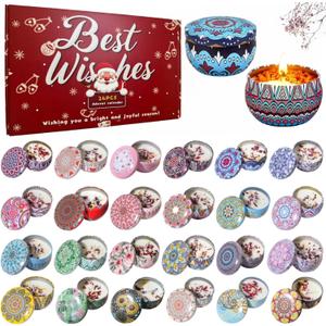 Advent Calendar 2025-24 Days Scented Candles Gift Set, Christmas Advent Calendars, Candle Advent Calendar, Aromatherapy Candle - Birthday Thanksgiving Mother's Day for Adult Women with Gift Box