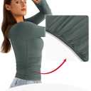 EasyGala Womens Double Lined Long Sleeve Shirts Crewneck Ruched Top Tight Fitted Basic Tee Fall Going Out Outfits 2026 (Gray, M)