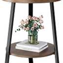 Round End Table, 2-Tier Tray Top Side Tables with Storage Shelf, Ultra Stable Coffee end Table/Nightstand, Modern Farmhouse Couch Table for Living Room, Bedroom, Bedside Stand or Small Spaces, Walnut